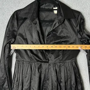 Womens Dress S Black Long Sleeve Collared Witchy Dark Moody Mystical‎ Pleated thumbnail 7