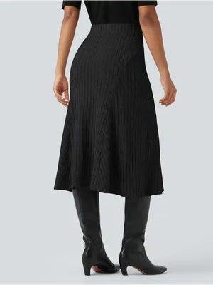 Halara Ribbed Knit Midi Skirt in Black thumbnail 2