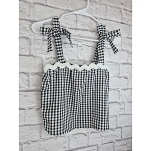 ​21 Saints Black White Gingham 2 Piece Set Ric Rac Scallop Crop Top Skirt Size M thumbnail 5