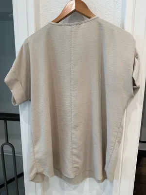 Entro Beige Oversized Dolman Short Sleeve Relaxed Tunic Top Large thumbnail 4