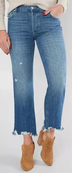 Free People Maggie Straight Jeans‎ Sequoia Blue Denim Size 28 thumbnail 1
