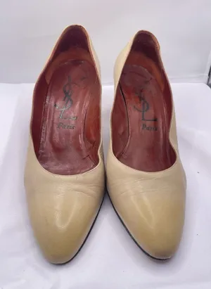 Yves Saint Laurent Paris YSL Beige Pointed Pumps Sz‎ 8.5 Nude Leather bin 1 thumbnail 1