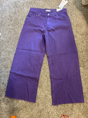 Bershka Purple Baggy Game Day Pants thumbnail 1