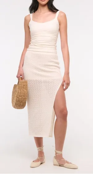 Abercrombie Mid Rise Crochet-Style Maxi Skirt thumbnail 1