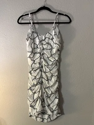 NWOT WeWoreWhat Ronnie White Mini Dress with Black Rope Print thumbnail 4