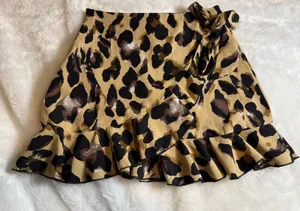 SHEIN cheetah print wrap skirt small thumbnail 1