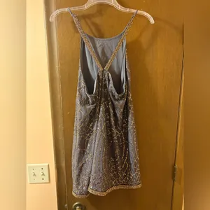 Goldy Sequin Beaded Mini Cocktail Dress in Gray thumbnail 5