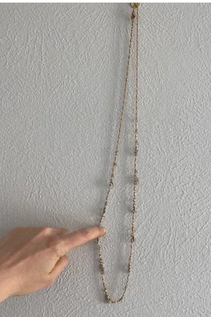 Loft rose gold long chain with small tassels and beads thumbnail 2
