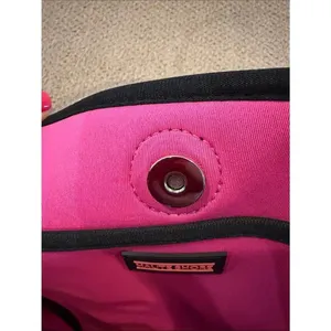 Haute Shore Grey Black Animal Print Neoprene Tote Pink Stripe Shoulder Bag thumbnail 5