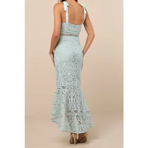 NEW Lulus Won Your Heart Sage Green Lace Tie-Strap High-Low Midi Dress Small thumbnail 2