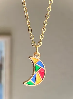 Handmade celestial whimsical retro simple moon necklace🌟 thumbnail 1