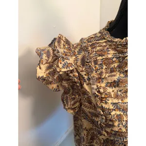 Farmers Market Boho Floral Paisley Pintuck Blouse Cotton Ruffle Sleeve Cottage thumbnail 2
