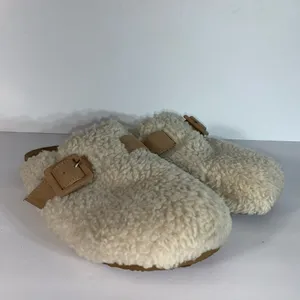 J. Crew Sherpa Buckle Clog Slippers in Tan/Cream, Women’s Size 8 thumbnail 2
