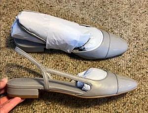 Marc Fisher Women's Gray Patent Slingback Flats thumbnail 1