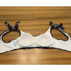 Modcloth Blue Polka Dot Strawberry Tie Strap Metal Back Closure Bikini Top Large thumbnail 5