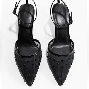 H&M Rhinestone Embellished Mesh Pumps thumbnail 2