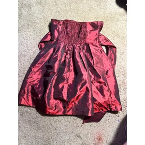 Angie Burgundy Iridescent Strapless Cocktail Dress‎ Smocked Back Size S thumbnail 4