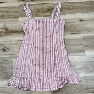Alexis Brandy Dress In Rose Mini Stripes Linen Blend Women’s Large thumbnail 2