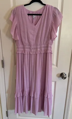 Wonderly Women's Pink Tiered Midi Dress Size Large thumbnail 1