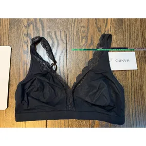 Hanro Cotton Lace Lace Trim Soft Cup Bra Black Sz 34C NWT $120 thumbnail 2