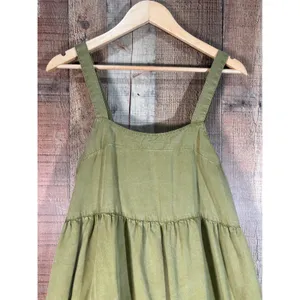 The Drop Olive Green Tencel Lyocell Tiered Maxi Dress Boho Earthy Utility Small thumbnail 3