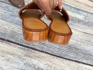 Franco Sarto Brown & Cream Slip-On Sandals thumbnail 4