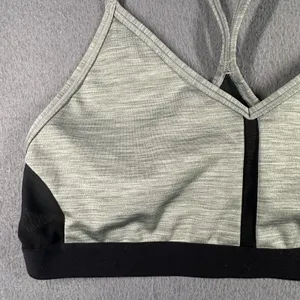 Nike Sports Bra Womens Small Gray‎ Black Dri-FIT Strappy Crossback Athletic thumbnail 3