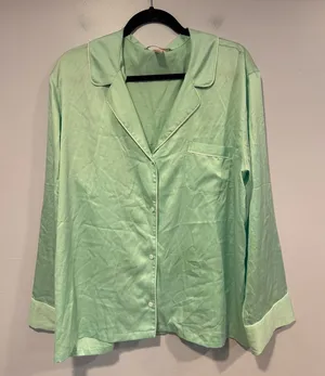 Victorias Secret Pajama Top Mint Green Button‎ Down Long Sleeve XL thumbnail 1