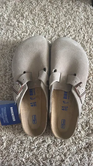 Birkenstock Boston Clog Suede Soft Footbed Taupe thumbnail 5