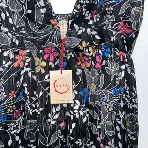 Anthropologie Raga Rain Forest Plunge Neck Maxi‎ Dress Black Floral Medium NEW thumbnail 5