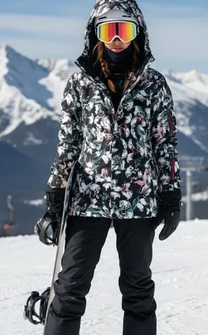 Volcom Women’s Snowboard Jacket Floral Print Hooded Winter Snow Ski, 8k. thumbnail 1