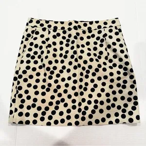 J. Crew Factory Polka Dot Mini Skirt Women's 4 Black Ivory Preppy Career‎ Dainty thumbnail 3