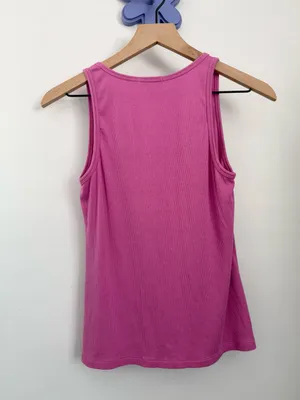 beyond yoga medium rib v neck tank hibiscus pink orchid lounge comfy thumbnail 3