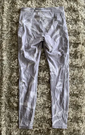 White/Grey Mid Rise-High Waisted Leggings w/ Pockets thumbnail 8