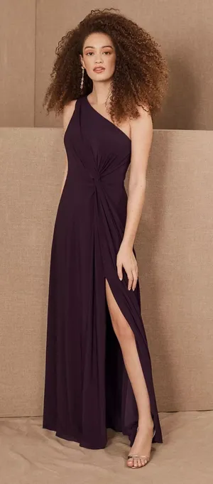 [BHLDN] Brixen Purple Plum One Shoulder Side Slit Knotted Formal Dress NWT Sz 12 thumbnail 1
