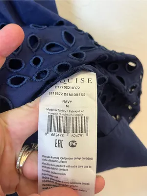 NWT Anthropologie Exquise Navy Eyelet Mini Shirt Dress size M thumbnail 7