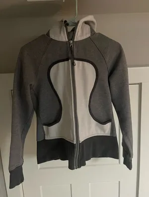 Gray and White Zip-Up Hoodie thumbnail 1