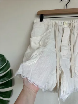 Free People Linen Rayon Raw Hem Beach Shorts thumbnail 4