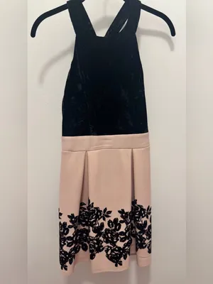 Velvety Y2K Trixxi Black Floral Fit & Flare Cocktail Dress S New Years Eve Party thumbnail 2