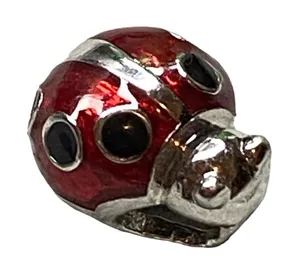 925 sterling silver red enamel Black Dots lady bug charm for bracelets/ Pendant thumbnail 1