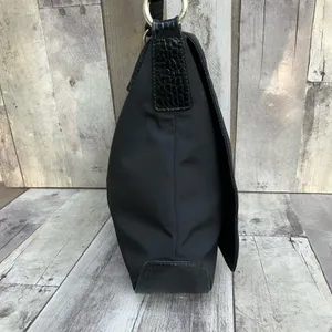 Lauren Ralph Lauren Messenger Bag Large Black Nylon Croc‎ Trim Good Crossbody thumbnail 8