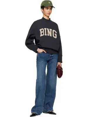 Anine Bing Bradie Sweatshirt in Navy Blue Large Womens Pullover thumbnail 13