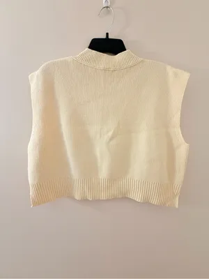 Free People Cream V-Neck “Easy Street” Knit Sweater Vest S thumbnail 5