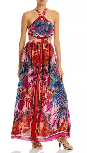 Farm Rio Macaw Halter Maxi Dress thumbnail 1