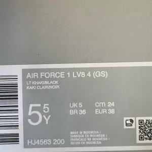 New NIKE Air Force 1 LV8 4 GS Light Khaki Black thumbnail 9