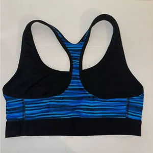 Hanes Blue and Black Striped Sports Bra size XL thumbnail 4