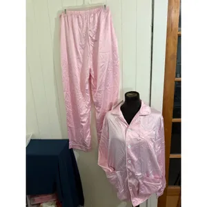 Aibrou Pink Satin Pajama Set Women 2XL Long Sleeve Button Down PJs NWT thumbnail 2