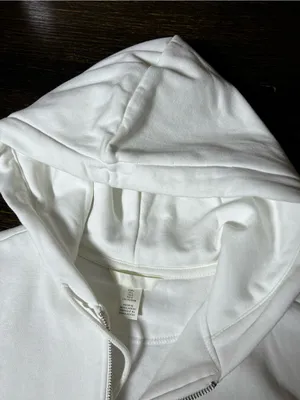 H&M White Full Zip Hooded Sweatshirt Large thumbnail 3