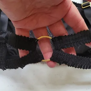 Aerie Black‎ Eyelet Lace Bralette Festival Layering Whimsigoth Lingerie Sheer- L thumbnail 4