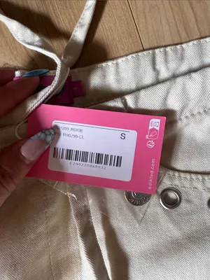 Edikted Cream Flared Jeans with Stud Trim thumbnail 3